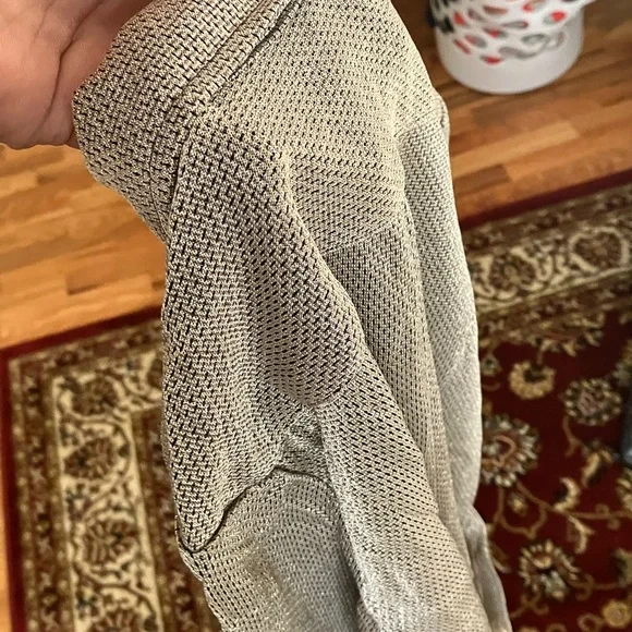 19 left vintage shirt Dresses-small-XL-golden beige with glitter like design. - Picture 4 of 12